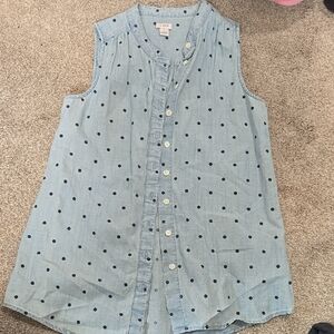 J.Crew Light Blue Polka Dot Top
